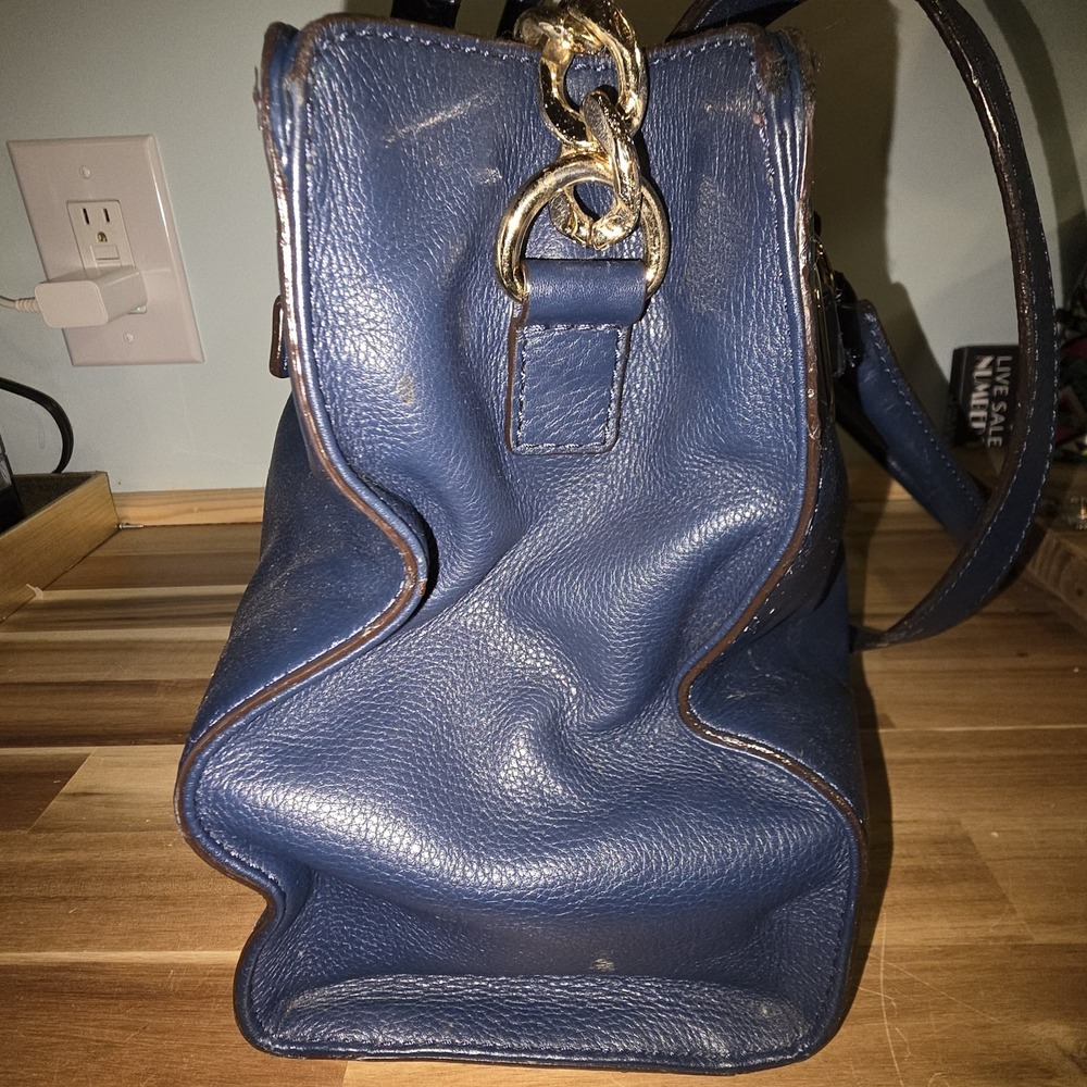 Michael Kors Hamilton Satchel Bag Tote Purse East West Bag Beautiful BLUE - Picture 10 of 11